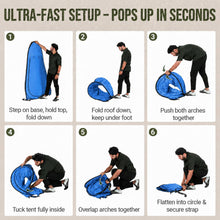 Load image into Gallery viewer, Wolfwise Pop Up Shower Tent for Camping Essentials, Portable Instant Changing Tent with Ventilation Window &amp; Carry Bag, Privacy Dressing Room Bathroom Toilet for Beach &amp; Outdoor, Extra Tall, Blue

