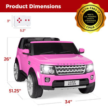 Load image into Gallery viewer, 12V 3.7 MPH 2-Seater Licensed Land Rover Ride On Car Toy w/Parent Remote Control, MP3 Player - Pink
