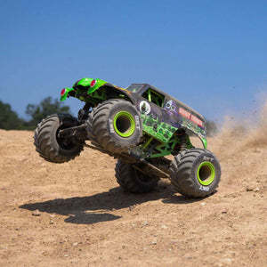 1/18 Mini LMT Grave Digger 2S 4X4 RTR Brushed Monster Truck Battery & Charger Included Green LOS01026T1