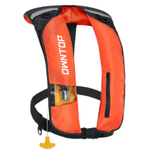Load image into Gallery viewer, Owntop Automatic Inflatable Swim Vest Adults, Highly Visible Manual Swim Jacket with 24g CO2 Cartridge, Low Profile for Kayak, Fishing, Paddle Sports, Orange
