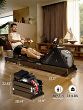 Load image into Gallery viewer, KINGSMITH Water Rowing Machines for Home-  Walnut Brown
