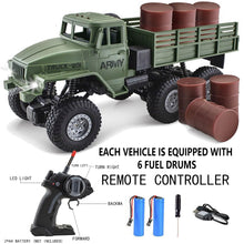 Load image into Gallery viewer, RC Military Truck 6x6 Road Remote Control Car 1/16 Scale Remote Control Truck 4WD All Terrain Rock Army Transport Vehicle
