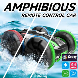 Crazy Wheels Amphibious RC Car – 4WD Remote Control Stunt Car | 360° Flips, Waterproof