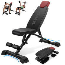 Load image into Gallery viewer, HEMERIS Adjustable Weight Bench 32 In Backrest, Foldable Workout Bench for home gym 660 LBS Incline/Decline Bench Press Exercise Equipment 85°to -30°FID Strength Weight Training(Black)
