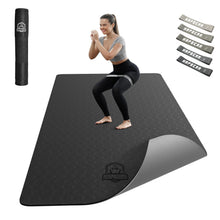 Load image into Gallery viewer, HAPBEAR Large Yoga Mat - 72"x36"x6mm (1/4 inch), Extra Wide Non-Slip Exercise Mat for Home Workout, Yoga, Pilates &amp; Stretching, Durable &amp; Eco-Friendly, Includes Bonus Resistance Bands &amp; Carry Bag
