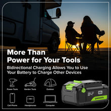 Load image into Gallery viewer, GREENWORKS 24V (8-TOOL) Combo (Drill, Impact Driver, Circular Saw, Reciprocating Saw, Jigsaw, Multi-Tool, Sander, Flashlight), 4.0Ah + (2) 2.0Ah (Power Bank) Batteries, (2) Cables, 65W Rapid Charger
