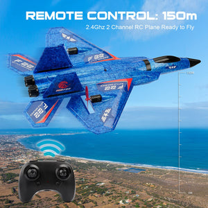 RC Plane, F22 RC Airplane Fighter Ready to Fly, 2.4Ghz 2 Channel Remote Control Plane, RC Airplanes Toy