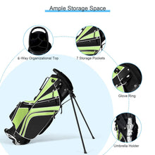 Load image into Gallery viewer, Mayjooy Golf Stand Bag, Portable Carry Golf Bag w/Ergonomic Dual Straps &amp; 6 Way Top Divider, Lightweight Carry Organizer Pocket w/Umbrella Ring, Ideal for Men &amp; Women (Green)
