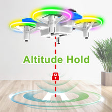 Load image into Gallery viewer, Dwi Dowellin 4.9 Inch Mini Drone for Kids LED Night Lights One Key Take Off Landing Flips RC Remote Control Small Flying Toys Drones for Beginners Boys and Girls Adults Nano Quadcopter, Blue
