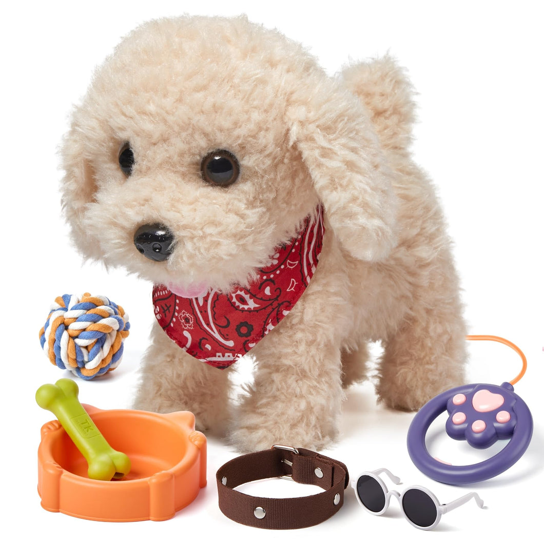 Remote Control Electronic Plush Puppy Dog Toy, Fun Interactive Toys, Walks, Barks, Shake Tail, Dress Up Realistic