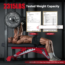 Load image into Gallery viewer, YOLEO Commercial Adjustable Weight Bench - MAX 2300LBS Heavy Duty Workout Bench for Home Gym, Decline/Flat/Incline Bench Press 2.4" Thick Pad (6-Step Assembly) (Weight Bench + 2 Dumbbells)
