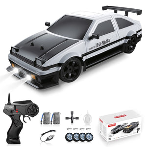 2.4GHz 1:16 Scale 4WD High Speed Remote Control Cars Vehicle with LED Lights Two Batteries and Drifting Tires