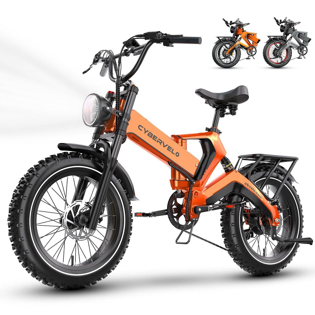 Cybervelo 1000W(Peak 2000W) Folding Electric Bike for Adults,35MPH 100Mile,48V 25Ah Removable Battery,20