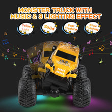 Load image into Gallery viewer, Remote Control Car, 2.4Ghz All Terrain Monster Truck Toys, RC Truck with Music, 3 Lighting Effects, 360 Stunt (Yellow)
