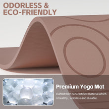 Load image into Gallery viewer, PAIDU Large Yoga Mat, 72" x 36" x 2/5"（10MM） Thick Non-Slip Exercise Mat, SGS-Certified POE Material, Ideal for Home Gym, Yoga, Pilates, Fitness Workouts &amp; Floor Mat (Brown - LOGO)

