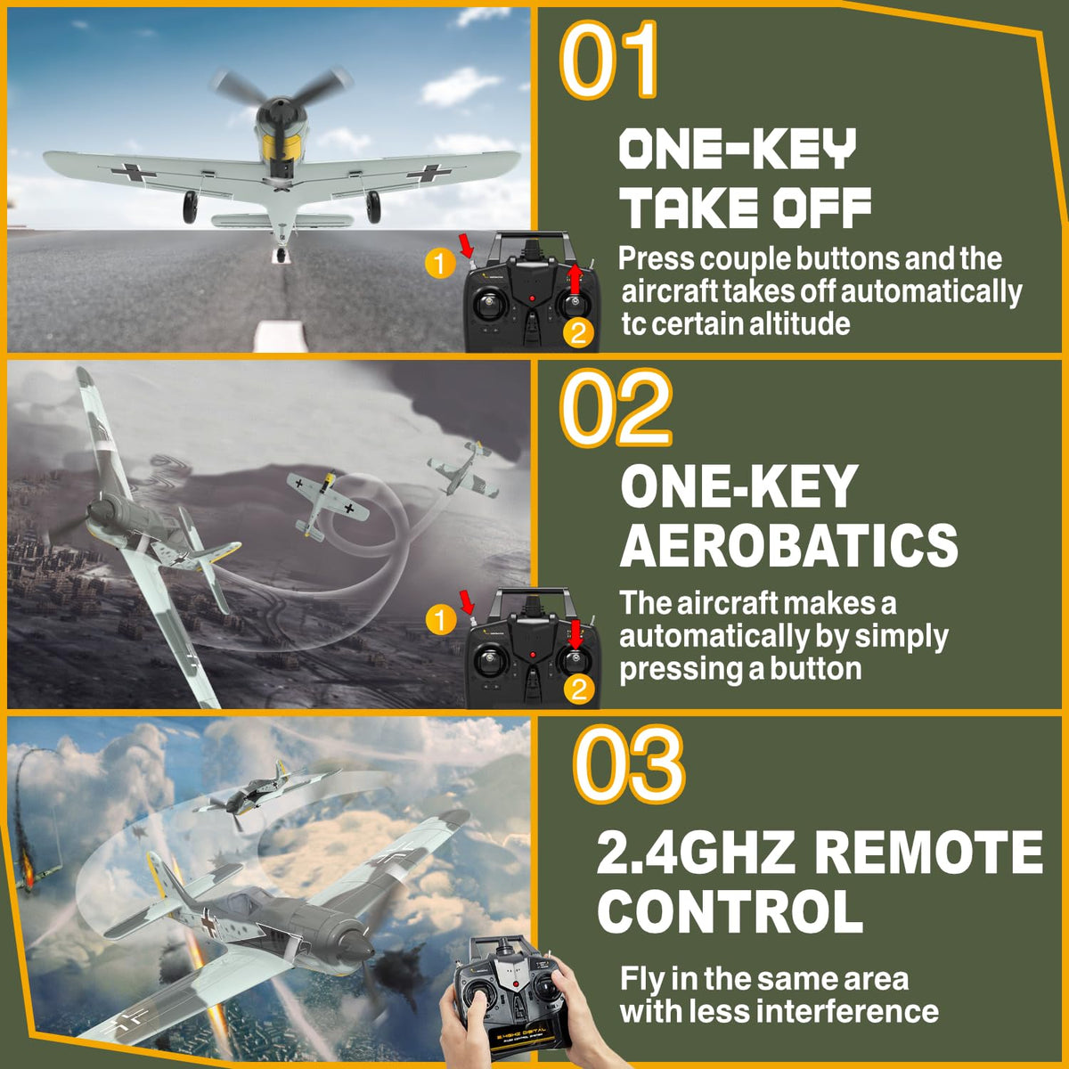 ANBURI RC Plane 4 Channel RC Airplane FW190 Ready to Fly with Upgraded ...