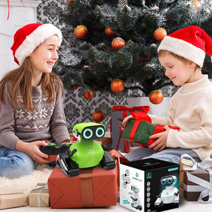 Robot Toys, Remote Control Robot Toy, RC Robots for Kids with LED Eyes, Flexible Head & Arms, Dance Moves and Music (Green)
