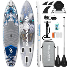 Load image into Gallery viewer, SOLAVERO Inflatable Stand Up Paddle Board, Adventure 11'6" Extra Large SUP with Premium Accessories, Anti-Slip EVA Deck for Adults 550lb Capacity Upgraded Paddleboard for River, Tiger
