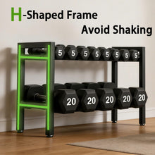 Load image into Gallery viewer, Kolovbe 32 IN Dumbbell Storage Rack, Weight Rack for Dumbbells, 2 Tier Adjustable Kettlebell Rack Shelf Weight holder for Home Gym Heavy-Duty 500LB Space-Saving (Rack Only)
