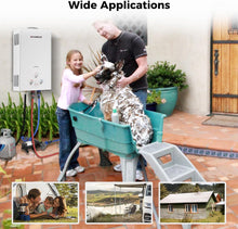 Load image into Gallery viewer, CAMPLUX 4.22 GPM Portable Propane WaterHeater, 110,000 BTU Tankless Outdoor Shower forCamping &amp; RV 3.3 GPM Water Pump &amp; Pipe Strainer,Low Pressure &amp; Quick Setup,BW422P120
