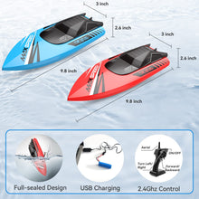 Load image into Gallery viewer, RC Boats for Kids 2Pack, Fast Remote Control Boat for Pools Lakes River, 2.4 GHz Racing Boat Toys for Boys 8-12, 15KMH Fast
