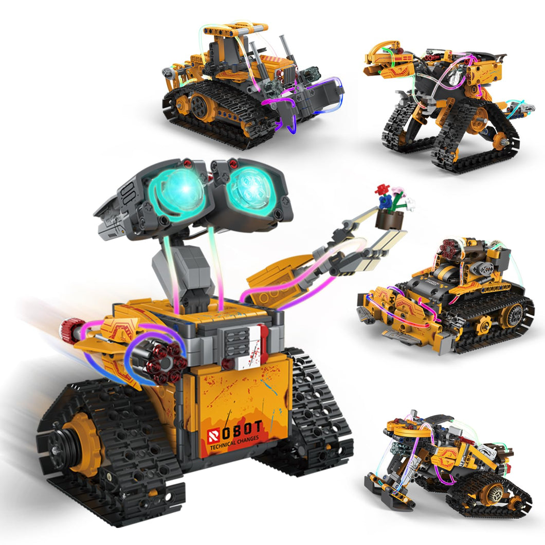 Robot Building Kit, App & Remote Control Robot Toys for Kids, 5 in 1 High-Tech Remote Control Building Block Robot