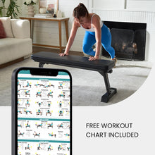 Load image into Gallery viewer, Finer Form Gym Quality Foldable Flat Bench for Multi-Purpose Weight Training and Ab Exercises - Free PDF Workout Chart Included
