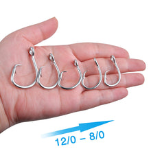 Load image into Gallery viewer, Fishing Hooks Tuna Circle Hook - 80pcs Stainless Steel Big Game Hooks 2X Strong Fish Short Shank Circle Saltwater Hook 13/0
