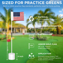 Load image into Gallery viewer, KINGTOP 3 ft White Golf Flagstick Sets with USA Flags, 2 Pack
