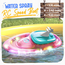 Load image into Gallery viewer, Remote Control Boat for Kids - Water Spray RC Boats with LED Lights for Pool &amp; Lake, 2.4GHz Speed Boat with 20+ Mins Runtime
