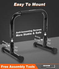 Load image into Gallery viewer, TABEKE Push Up Bar, 12" High Parallettes Bars &amp; Dip Bar - Black
