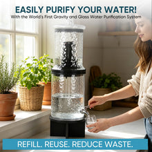 Load image into Gallery viewer, 3 Gallon All Glass Gravity-Fed Water Purifier, Countertop Water Filtration System with Wooden Stand, for Home, Emergency &amp; Outdoor Survival
