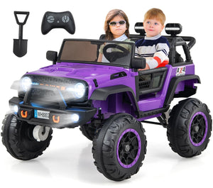 24V 2 Seater Ride on Car for Kids, 2WD/4WD Battery Powered with Remote Control, Music, USB, MP3, Spring Suspension (Purple)