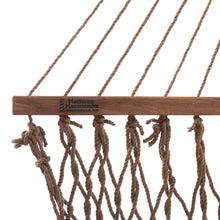 Load image into Gallery viewer, Hatteras Hammocks Deluxe Antique Brown DuraCord Rope Hammock – 13 ft. x 60 in., 2-Person, 450 lb Capacity, Cumaru Spreader Bar, Zinc-Plated Hardware – Handcrafted in the USA
