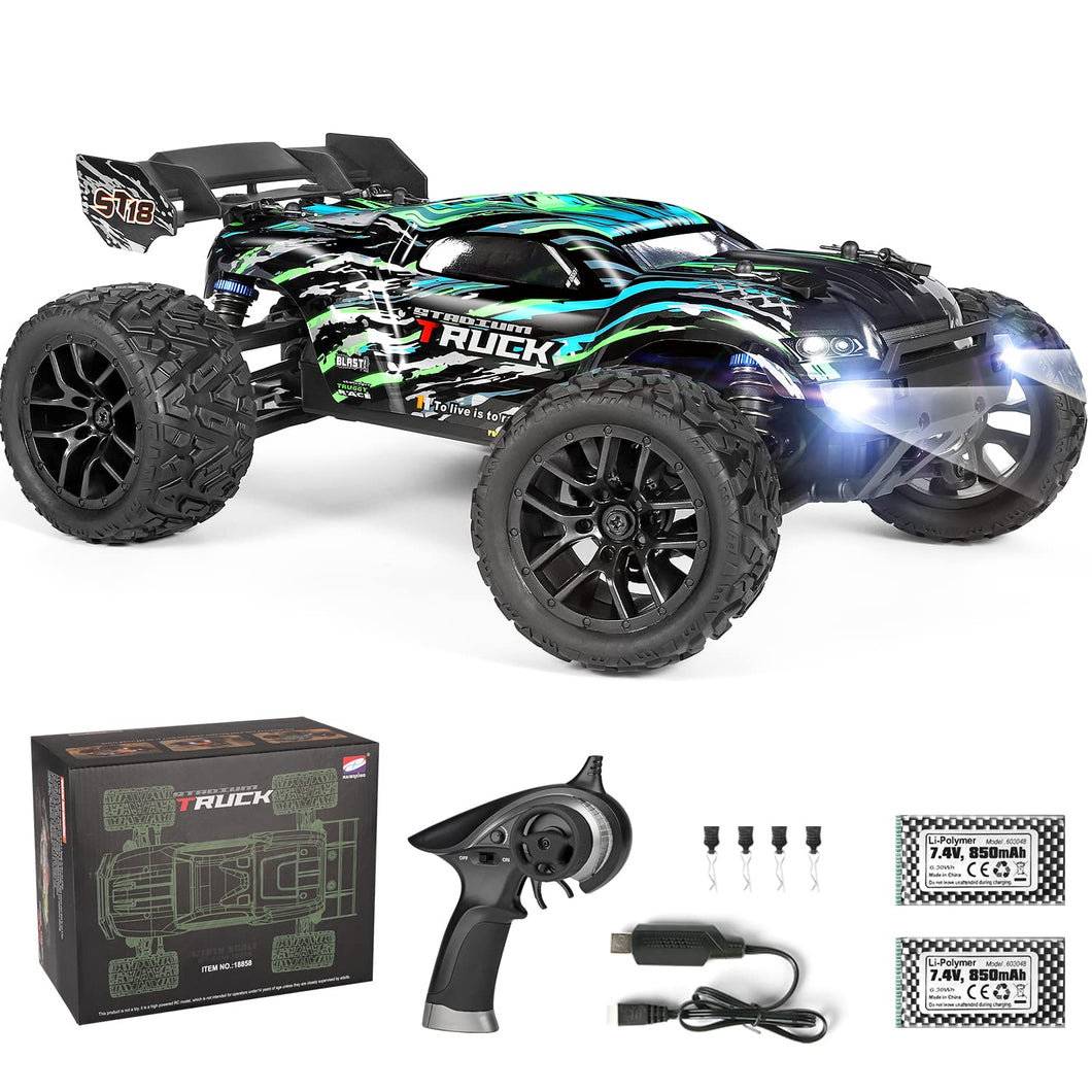 RC Cars Hailstorm, 36+KM/H High Speed 4WD 1:18 Scale Waterproof Remote Control Off Road Monster Truck with Two Rechargeable Batteries