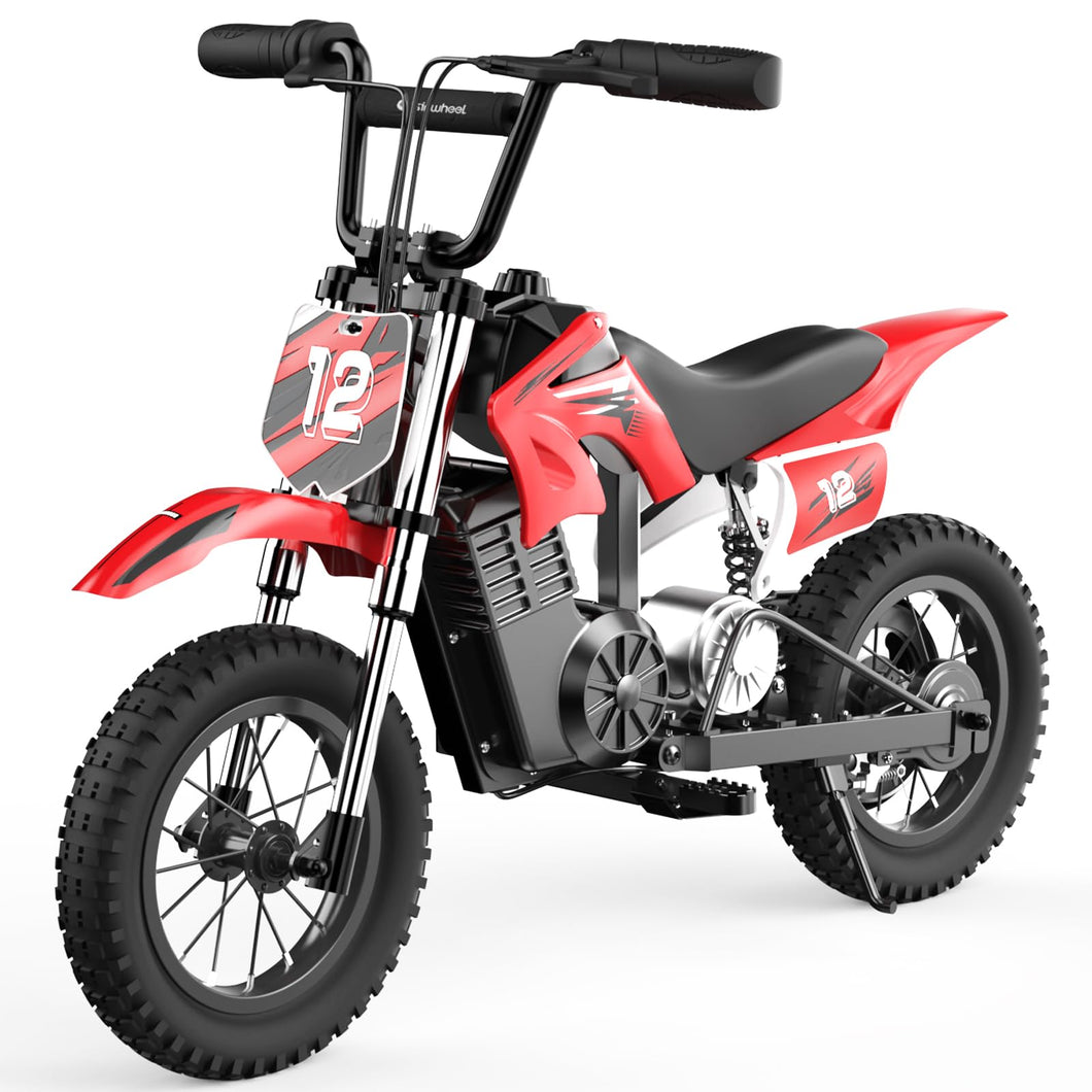A12 Electric Dirt Bike for Kids, 36V 350W Electric Motorcycle for Kids Ages 3-10, Up to 15.5MPH & 14 Miles Long-Range
