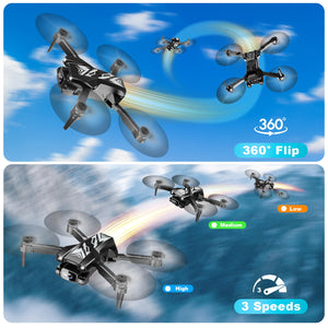 Mini Drone with Camera for Kids Adults-1080P FPV Camera Foldable Drone with Stable Altitude Hold, Gestures Selfie, Waypoint Fly, 2 Batteries