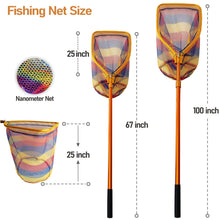 Load image into Gallery viewer, Extra Large Aluminum Fishing Net Long Handle (67-100in) with Fishing Pliers
