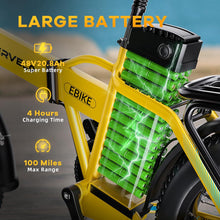 Load image into Gallery viewer, 1000W Folding Electric Bike, 48V 20.8AH Large Removable Battery E-Bike, 30+MPH, 80 Miles Max Range, 20&quot; Fat Tire Electric Bike (Orange)
