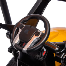 Load image into Gallery viewer, Ride on Tractor with Trailer, Electric Vehicle Toy with 3-Gear-Shift Ground Loader, Treaded Tires, LED Lights, Audio (Yellow)

