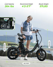 Load image into Gallery viewer, 16&quot; Folding Electric Bike for Adults, 750W Peak Motor with Max 55Miles PAS Range &amp; 19MPH EBike, 374.4Wh Battery Electric Bicycles
