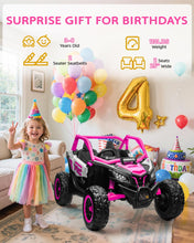 Load image into Gallery viewer, 24V 7AH 2 Seater Power Wheels for Big Kids, 25&quot; 4WD Large Kids&#39; Electric Vehicles with Remote Control for Girls Boys, Pink

