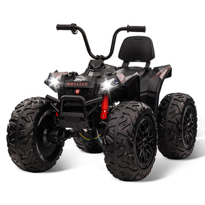 24V Ride on Car 4WD Quad Electric Vehicle, 4x80W Powerful Engine, with 7AHx2 Large Battery, Accelerator Handle, Black