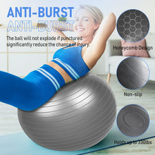 Load image into Gallery viewer, Leyndo 4 Pcs 26 Inch Yoga Exercise Ball Pilates Pregnancy Birthing Fitness Ball -(Gray)
