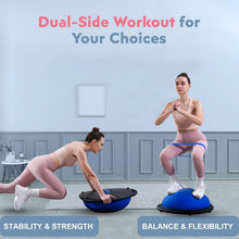 Load image into Gallery viewer, kisnbld Half Balance Ball Trainer, Inflatable 19/23 Inch Half Exercise Ball with Resistance Bands -Blue
