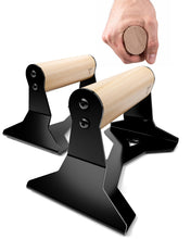 Load image into Gallery viewer, PULLUP &amp; DIP Parallettes - Push Up Handles with Ergonomic Wooden Handles &amp; Heavy-Duty Steel - Non-slip Parallettes Bars for Strength Training and Calisthenics - Press Up Handles for Push Ups
