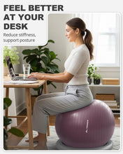 Load image into Gallery viewer, Trideer Exercise Ball for Office Desk, Yoga Ball Chair to Relieve Back Pain, Stability &amp; Fitness Ball -purple
