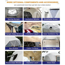 Load image into Gallery viewer, Dome Tent, Luxury Glamping Shelter with Geodesic Frame Design and Panoramic Window, Outdoor Camping Structure for Resort, Event Space, Tourism Project, Garden and Commercial Applications
