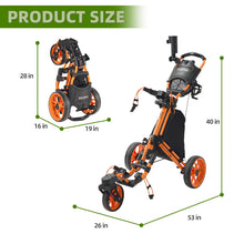 Load image into Gallery viewer, FLAGTAG Golf Push Cart 3 Wheel with 360 Swivel Front Wheel,Lightweight and Foldable Walking Golf Cart，One-Click Foldable,with Foot Brake
