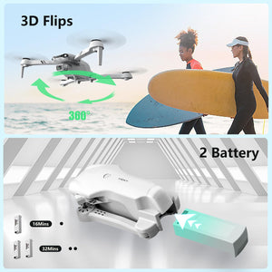 F10 Foldable Drone with Camera for Adults, Brushless Motor, 1080P HD FPV Live Video, Altitude Hold, Headless Mode,3D Flips